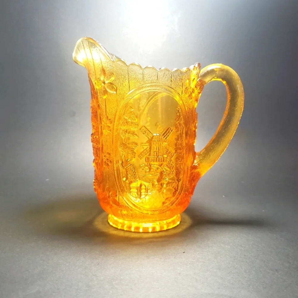 VINTAGE Imperial Glass Windmill Marigold Carnival Glass Pitcher EUC